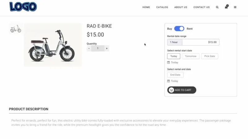 Digital reservation page showing buy and rent options