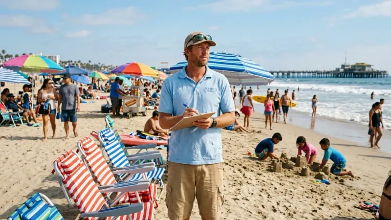 Entrepreneur analyzing local demand for beach rentals